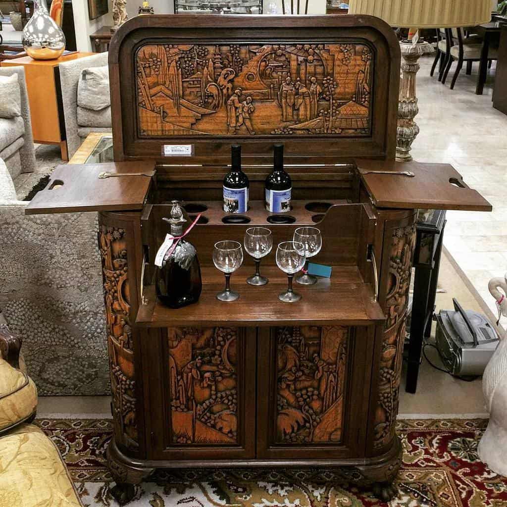 rustic ornate liquor cabinet