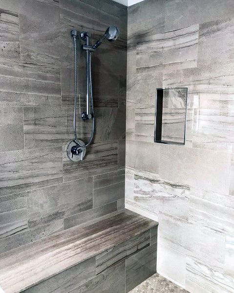 Rustic Tile Look Cool Shower Bench Design Ideas