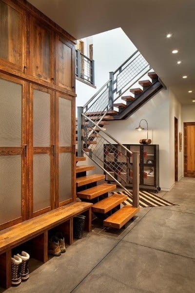 Rustic Wood And Glass Lockers Mudroom Ideas
