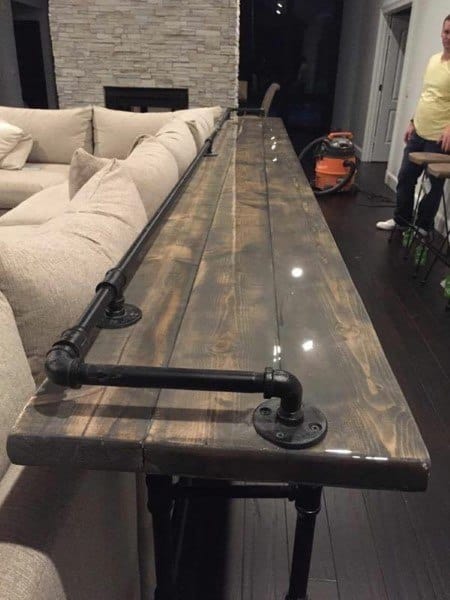 Rustic Wood Board With Pluming Pipe Bar Top Ideas