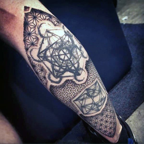 Sacred Geometry Tattoo Flower Of Life For Men On Back Of Leg