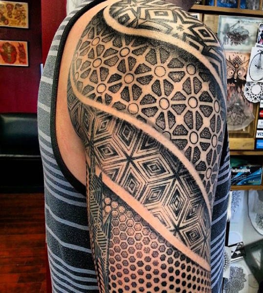 Sacred Geometry Triangle Tattoos For Men In Spiral Shape