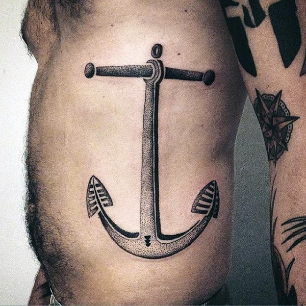 Sailor Jerry Anchor Tattoo Designs For Males On Side Of Body