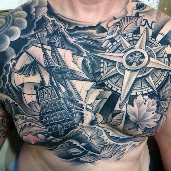 Sailor Star Tattoo For Males On Chest