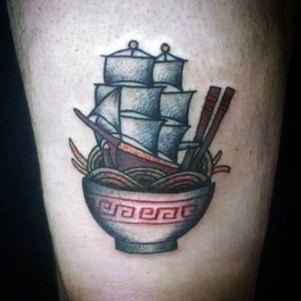 Sails And Food Tattoo Male Arms