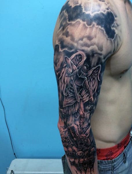 Saint Michael Tattoo Designs For Men Sleeve