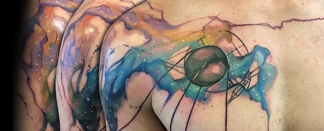 40 Satellite Tattoo Designs For Men – Outer Space Ink Ideas