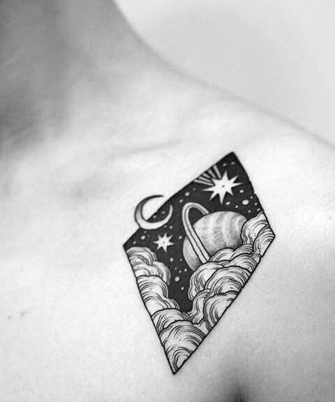 Saturn Tattoo Design On Man