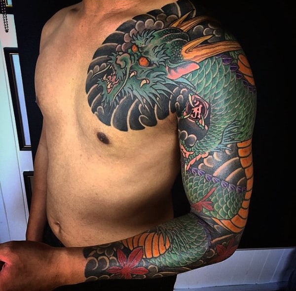 Scaly Green Tattoo Male Full Sleeves