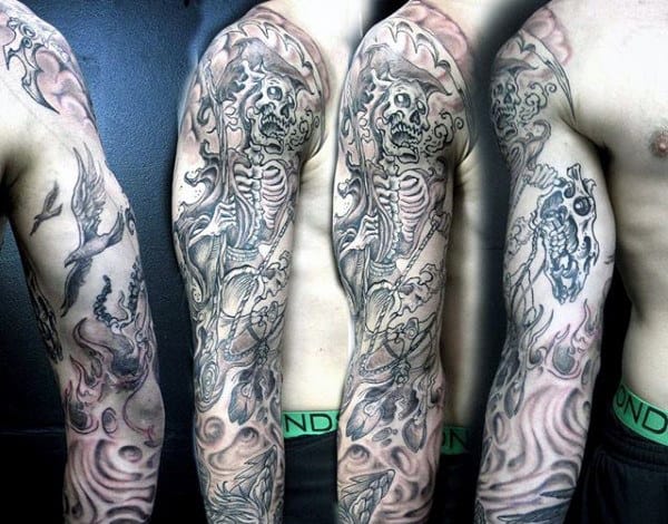 Scary Men's Grim Reaper Tattoos Sleeves