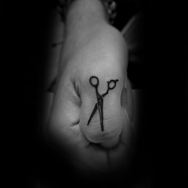 Scissors Thumb Tattoos For Guys