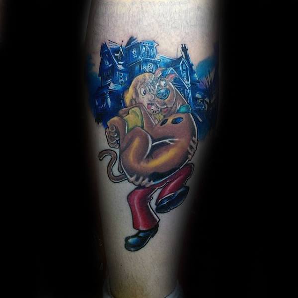 Scooby Doo Male Tattoos On Leg