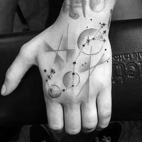 Scorpio Constellation Mens Hand Tattoo Design