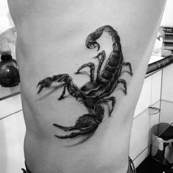 Scorpion Tattoo With Shadow Effect Male Torso