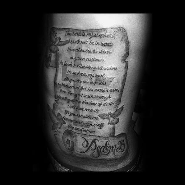 40 Psalm 23 Tattoo Designs For Men - Bible Verse Ink Ideas