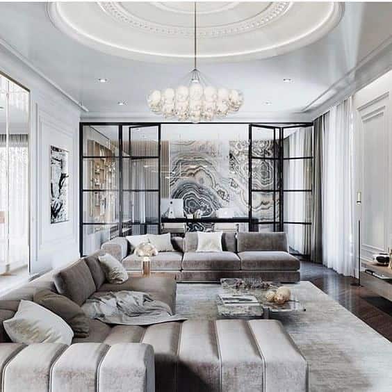 sectional sofa modern living room chandelier