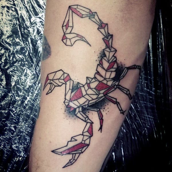 Segmented Pink Scorpion Tattoo On Forearms Guys