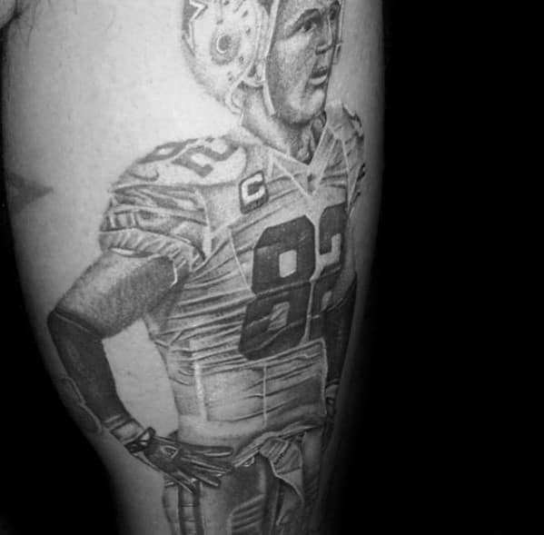Shaded Black And Grey Dallas Cowboys Guys Nfl Player Tattoo