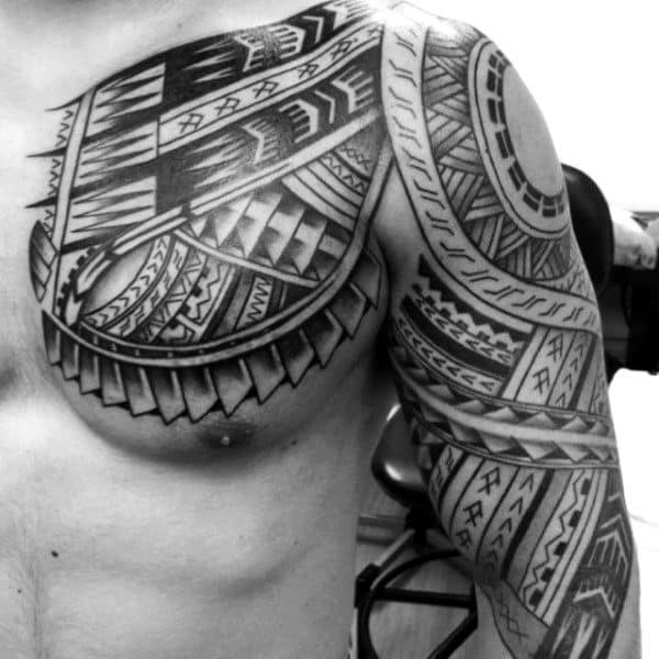 Shaded Black And Grey Ink Gentlemens Samoan Tribal Tattoos