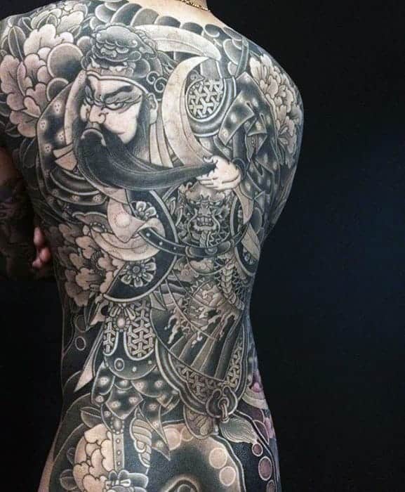 shaded-black-and-grey-mens-japanese-full-back-tattoo-designs