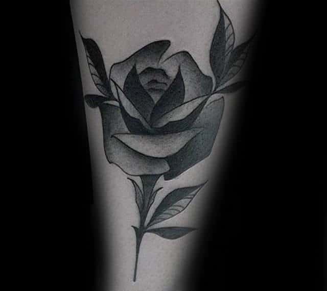 Shaded Black Rose Arm Guys Tattoos