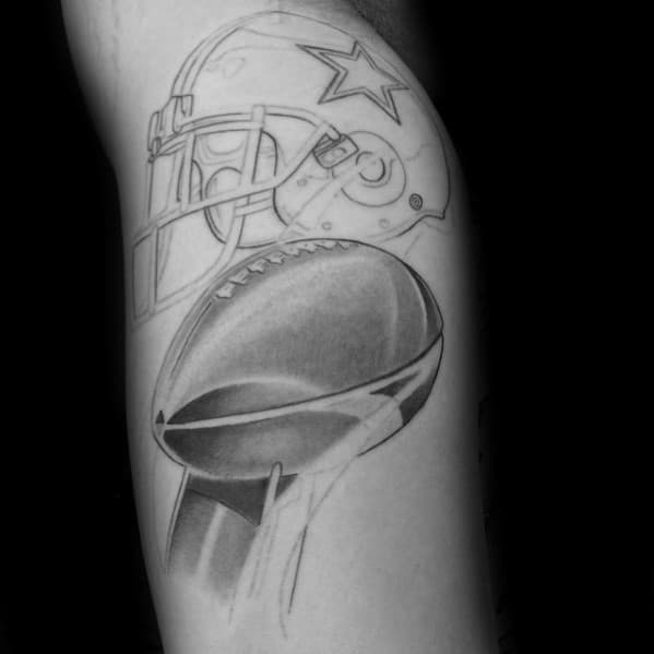 Shaded Dallas Cowboys Trophy With Helmet Arm Tattoo