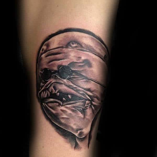 Shaded Doctor Finklestein Mens Mad Scientist Night Before Christmas Arm Tattoos
