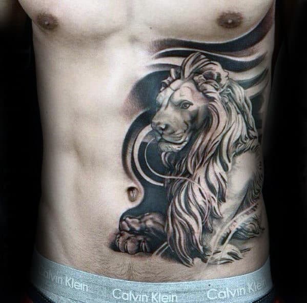Shaded Lion Male Cool Chest Tattoos