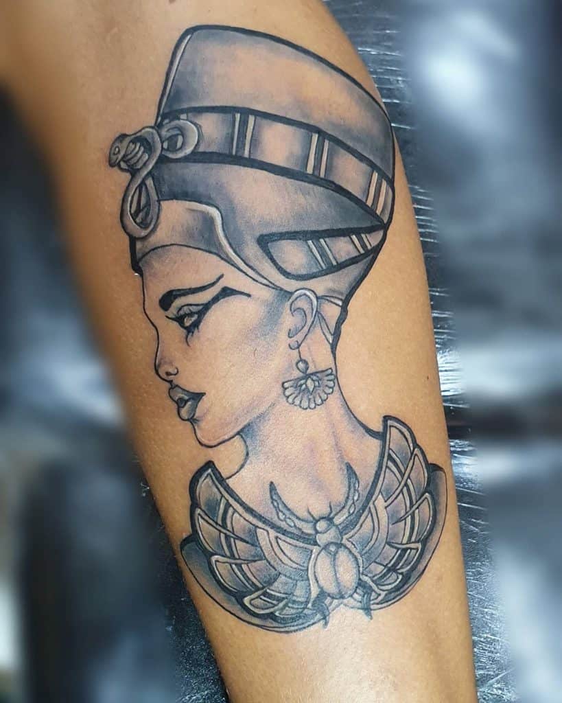 8. Realistic Nefertiti Tattoo Designs.