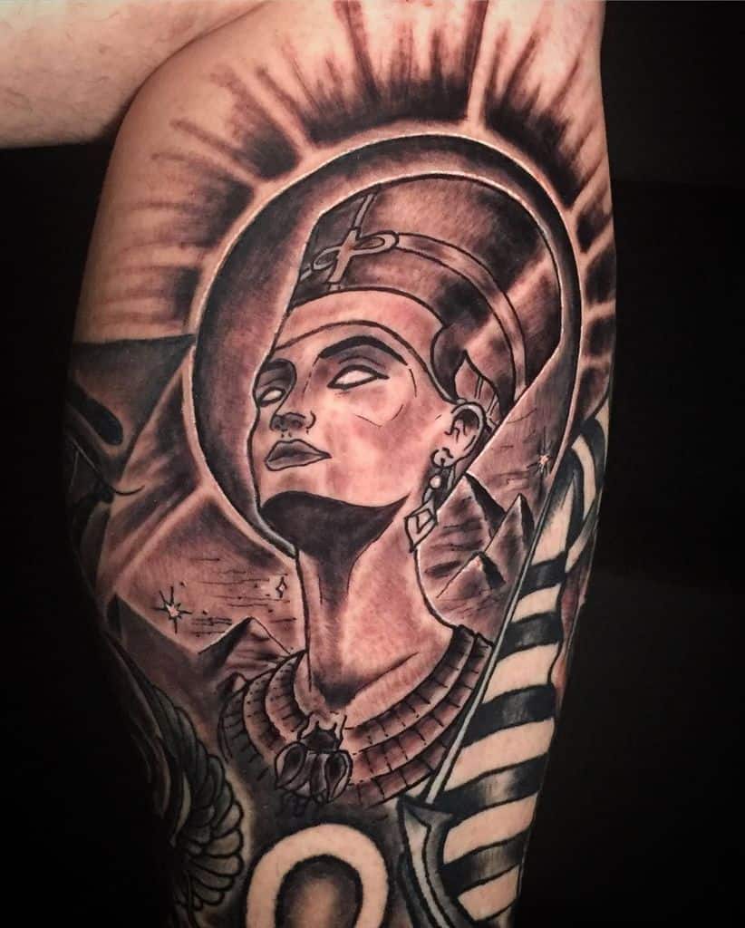Shaded Nefertiti Tattoos Goat Tattoo
