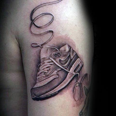 Shaded Nike Sneaker Mens 3d Realistic Outer Arm Tattoo