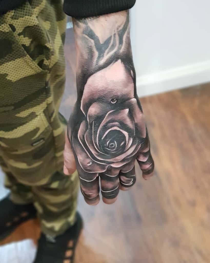 shaded rose hand tattoos ewakoziortattoo
