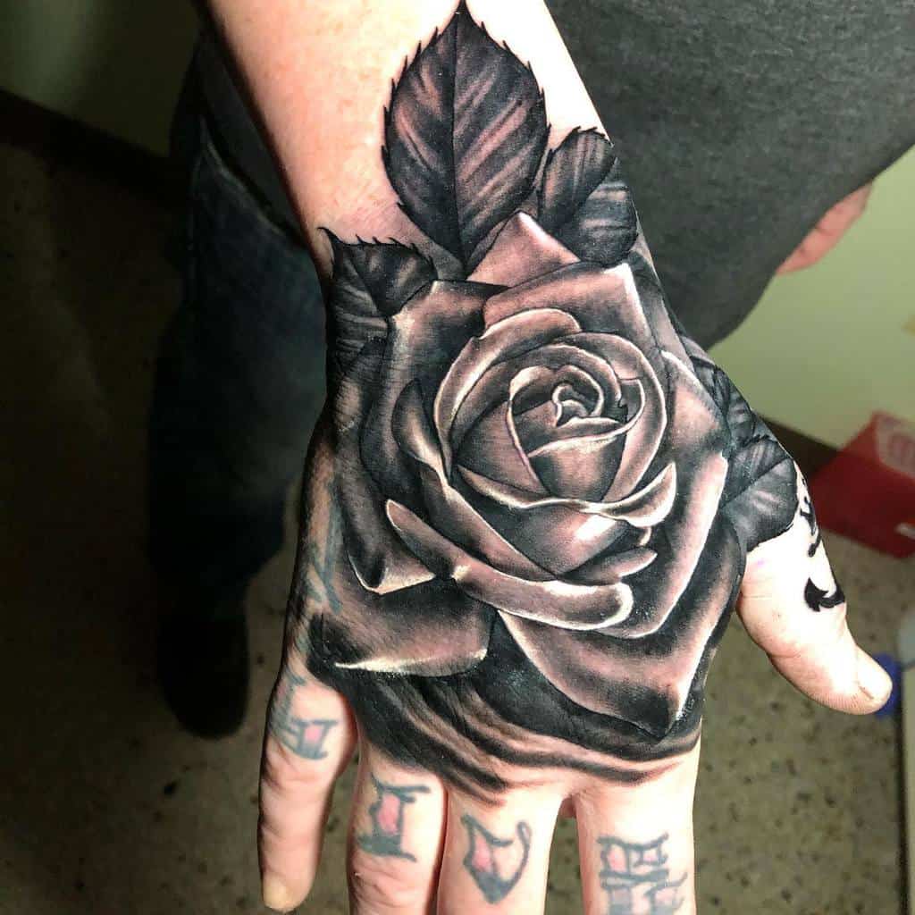 shaded rose hand tattoos pk_tattoos