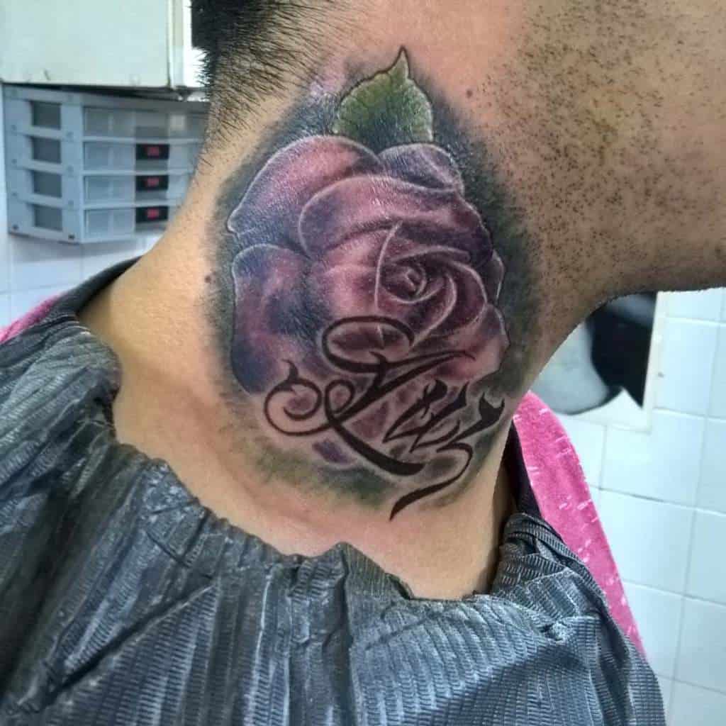 shaded rose neck tattoos danielfinoalejandro