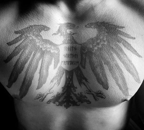 Shaded Sheild German Eagle Male Tattoos On Chest