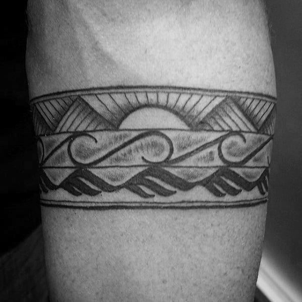 Shaded Sun Design Guys Tribal Armband Tattoos