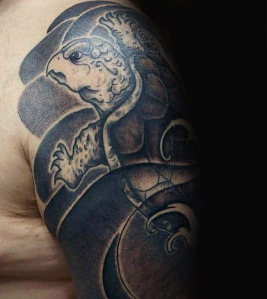 Shaded Turtle Mens Half Sleeve Japanese Tattoo Designs