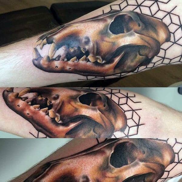 shaded-wolf-skull-mens-forearm-tattoo