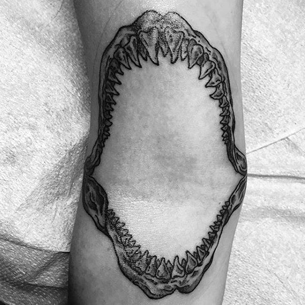 Shark Jaw Ditch Elbow Crease Guys Tattoos