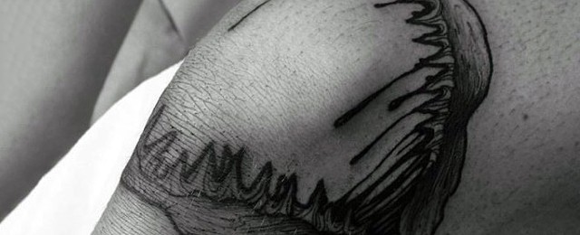 60 Shark Jaw Tattoo Designs For Men  A Bite Of Ink Ideas  Leg tattoo men  Back of leg tattoos Shark jaws tattoo