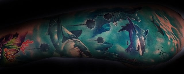 30 Shark Tattoo Sleeve Designs For Men – Marine Life Ink Ideas
