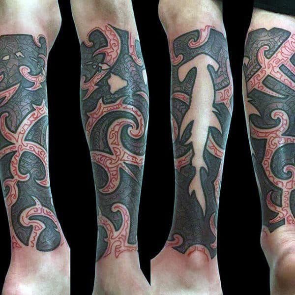 34 Visually Striking Tribal Tattoo On Leg Designs  Psycho Tats