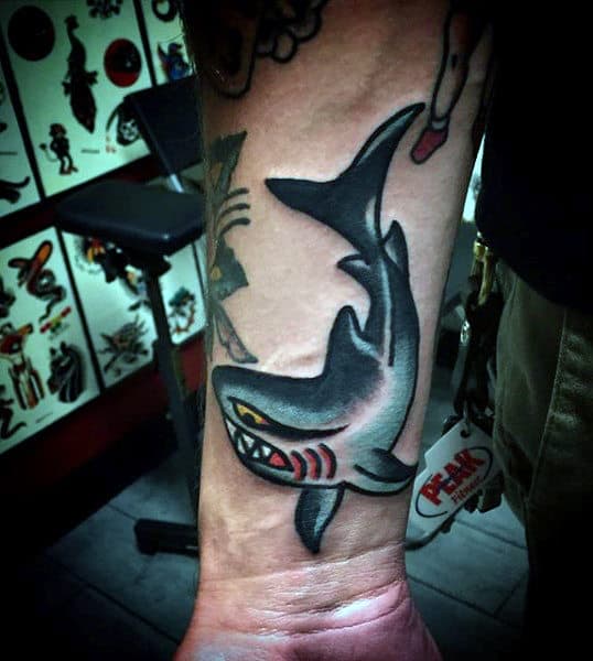 Shark Wrist Tattoo On Men