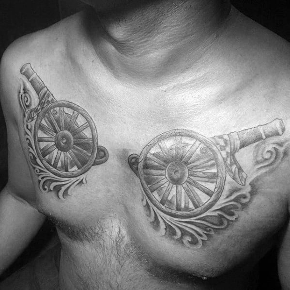Sharp Cannon Male Tattoo Ideas