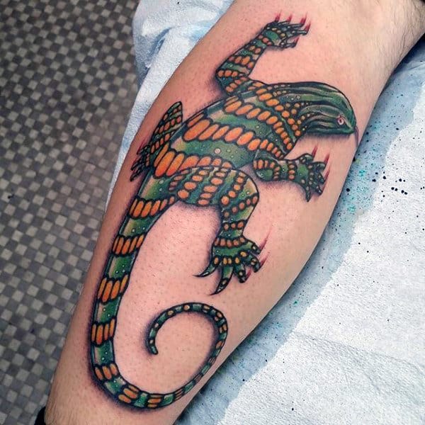 Sharp Clawed Lizard Tattoos Male Forearm