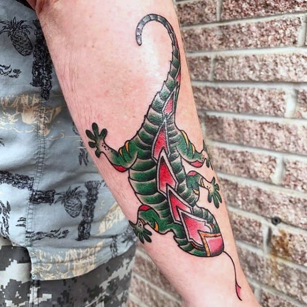 Sharp Gecko Male Tattoo Ideas
