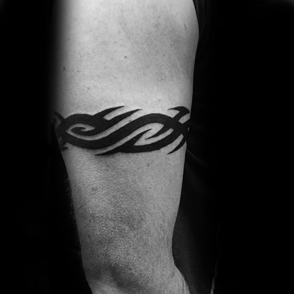 Sharp Guys Upper Arm Armband Black Ink Tribal Tattoos