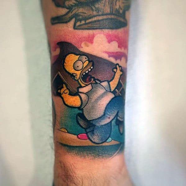 Sharp Homer Simpson Wrist Male Tattoo Ideas