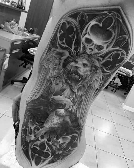 Victims Of Ink  Broken lion statue chest piece by  Facebook