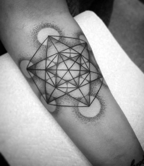 Sharp Metatrons Cube Male Tattoo Ideas
